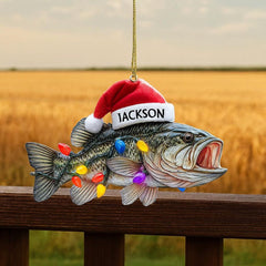Maxcorners Personalized Bass Fish Christmas Ornament, Custom Holiday Tree Decor, Perfect Gift for Fishermen