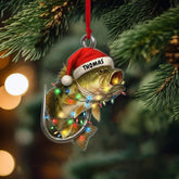 Maxcorners Personalized Fishing Bass Fish Christmas 2D Flat Acrylic Ornament 2025, Fishing Ornament Gift 2025, Fishmas Christmas 2D Flat Ornament