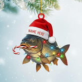 Maxcorners Personalized Christmas Fish Ornament, Custom Name Carp/Bass Keepsake, Fisherman/Angler Christmas Gift, Funny Fishing Decor
