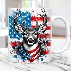 Maxcorners 4th of July Deer Hunting Personalized Mug 3D Printed Multicolor