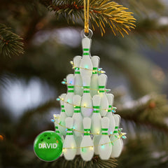 Maxcorners Personalized Bowling Pin Tree Ornament, Custom Name Bowler Christmas Gift, Bowling Pin Xmas Decor, Sports Team Keepsake, Funny Tree
LM1111