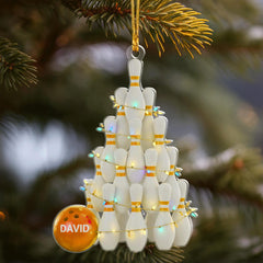 Maxcorners Personalized Bowling Pin Tree Ornament, Custom Name Bowler Christmas Gift, Bowling Pin Xmas Decor, Sports Team Keepsake, Funny Tree
LM1111