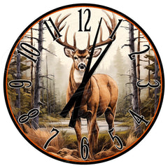 Maxcorners Buck Deer Metal Clock: Rustic Cabin Decor Buck Standoff TU3012