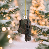 Maxcorners Personalized Hunting Backpack with Sniper Rifle Christmas 3D Ornament, Custom Holiday Tree Decor, Perfect Gift for Hunter