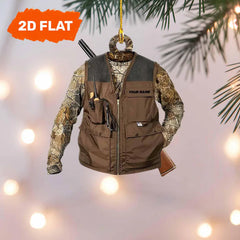 Maxcorners Personalized Brown Camo Hunting Jacket 2D Flat Christmas 3D Ornament, Custom Holiday Tree Decor, Perfect Gift for Hunter