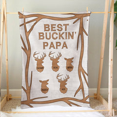 Maxcorners Personalized Hunting Dad Blanket, Best Buckin' Papa Blanket, Custom Soft Cozy Sherpa Fleece Throw Blankets, Gift for Dad, Father's Day Gift LM1711