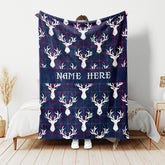 Maxcorners Personalized Deer Blanket, Hunting Blanket, Custom Name Soft Cozy Sherpa Fleece Throw Blankets, Gift for Hunter, Hunting Lover LM1711