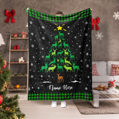 Maxcorners Personalized Christmas Deer Blanket, Hunting Blanket, Custom Name Soft Cozy Sherpa Fleece Throw Blankets, Xmas Gift for Hunter, Deer Lover LM1711