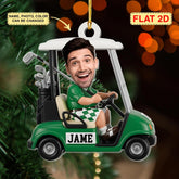Maxcorners Custom Golf Cart Funny Face Ornament, Acrylic Ornament, Christmas Golf Gift, Golf Gift Idea