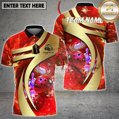 Maxcorners Cosmic Galaxy Bowling Ball Neon Graphic Multi Options Personalized Name, Team Name 3D Shirt (4 Colors)