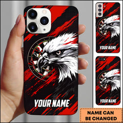Maxcorners Darts Phonecase Bald Eagle Dartboard Red Black Graphic Design Personalized Name 3D Phone Case