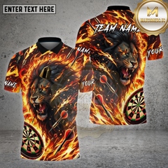 Maxcorners Dartboard Fire Lion Flame Art Design Multi Options Personalized Name Team Name 3D Shirt