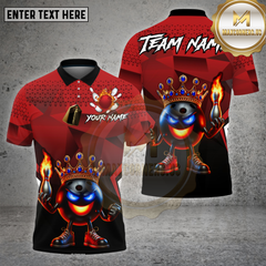 Maxcorners Bowling Shirt King Flame Geometric Crown Ball Multioptions Personalized Name, Team Name Unisex 3D Shirt