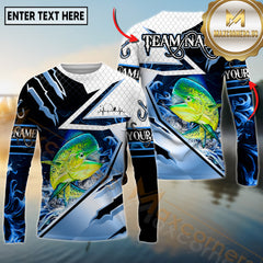 Maxcorners Saltwater Fishing Shirt Catfish Splash Blue Water Hook Pattern Sport Jersey Personalized Name, Team Name 3D All Over Printed Clothes