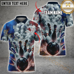 Maxcorners Bowling Smoke Customized Name, Team Name 3D Shirt