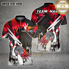 Maxcorners Bowling Shirt Fire Bowling Ball Silver Black Flame Strikes Style Personalized Team Name Jersey (4 Colors)