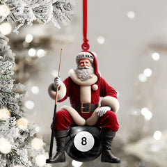 Maxcorners Billiard Santa Christmas Ornament, Personalized Ornament4 2D Flat LM2211