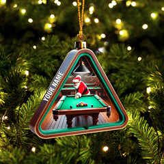 Maxcorners Billiard Santa Decor Christmas Ornament, Personalized Ornament 2D Flat LM2211