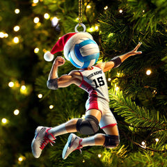 Maxcorners Custom Name and Number Volleyball Champion Ornament, Christmas Gift for Volleyball Lover 2D Flat LM2111