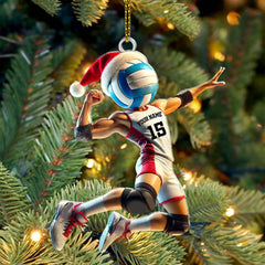 Maxcorners Custom Name and Number Volleyball Champion Ornament, Christmas Gift for Volleyball Lover 2D Flat LM2111
