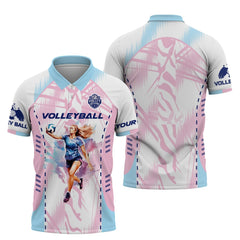 Maxcorners Pink Volleyball Signature Personalized Name Shirt