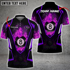 Maxcorners Billiards 8 Ball Fire Customized Name 3D Shirt (Multi Color Options)