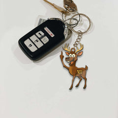 Maxcorners Funny Deer Personalized Name Reindeer Butt Pose Ornament And Keychain Custom Gift For Hunters 2D Flat