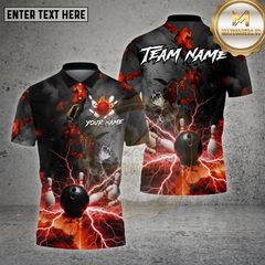 Maxcorners Bowling Volcano Lava Explosion Lightning Multioptions Personalized Name, Team Name Unisex 3D Shirt