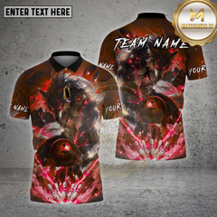 Maxcorners Wolf Bowling Shirt Fiery Werewolf Flame Multioptions Personalized Name, Team Name Unisex 3D Shirt (4 Colors)