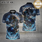 Maxcorners Wolf Bowling Shirt Fiery Werewolf Flame Multioptions Personalized Name, Team Name Unisex 3D Shirt (4 Colors)
