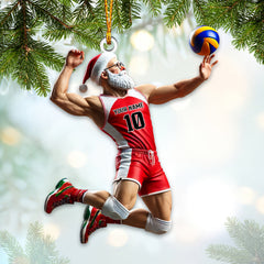 Maxcorners Custom Name Volleyball Santa Ornament, Volleyball Lover Christmas Gift 2D Flat LM2211