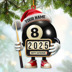 Maxcorners Custom Name and Year Billiard Ornament, Billiard Lover Christmas Gift 2D Flat LM2211