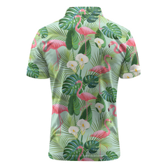 Maxcorners Bigfoot Flamingo Pool Party Golf Polo Shirt