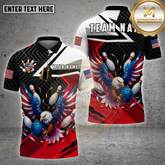 Maxcorners Bowling Shirt American Eagle Multicolor Options Personalized Name, Team Name 3D Shirt (4 Colors)