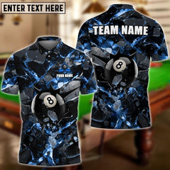 Maxcorners Billiards 8 Ball Dark Material Multicolor Options Personalized Name, Team Name 3D Polo Shirt (6 Colors)