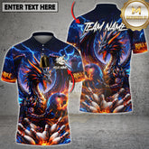 Maxcorners Bowling Dragon Fire Lightning Fantasy Multicolor Options Personalized Name, Team Name 3D Shirt (4 Colors)