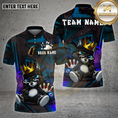 Maxcorners Bowling Shirt β King Wolf Cartoon Graffiti Style with Pins & Ball β Personalized Name, Team Name 3D Shirt