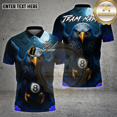 Maxcorners Billiards Shirt American Eagle Moonlight 8 Ball Multioptions Personalized Name, Team Name Unisex 3D Shirt