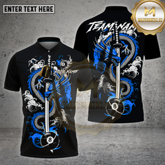 Maxcorners Billiards Shirt Dragon Sword 8 Ball Multioptions Personalized Name, Team Name Unisex 3D Shirt