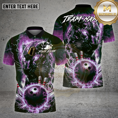 Maxcorners Bowling Shirt Electric Panther Lightning Bowling Strike Multioptions Personalized Name, Team Name Unisex 3D Shirt