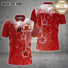 Maxcorners Bowling Shirt Hanging Stars Bowling Ball Christmas Lights Pattern Multi Options Personalized Name, Team Name 3D Shirt