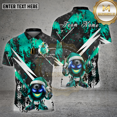 Maxcorners Bowling Christmas Evil Ball Santa Hat Red Black Multicolor Options Personalized Name, Team Name Unisex 3D Shirt