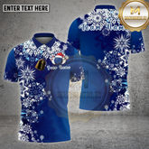 Maxcorners Bowling Shirt White Snowflake Ice Christmas Theme Multi Options Personalized Name, Team Name 3D Shirt