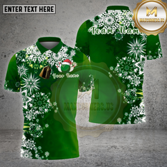 Maxcorners Bowling Shirt White Snowflake Ice Christmas Theme Multi Options Personalized Name, Team Name 3D Shirt
