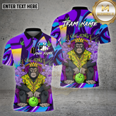 Maxcorners Bowling King Kong Gorilla 420 Graffiti Smoke Multicolor Options Personalized Name, Team Name Unisex 3D Shirt