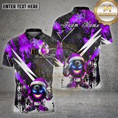 Maxcorners Bowling Christmas Evil Ball Santa Hat Red Black Multicolor Options Personalized Name, Team Name Unisex 3D Shirt