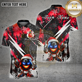 Maxcorners Bowling Christmas Evil Ball Santa Hat Red Black Multicolor Options Personalized Name, Team Name Unisex 3D Shirt