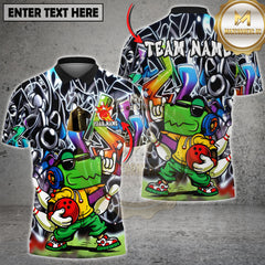 Maxcorners Bowling Crocodile Cool Pose Graffiti Art Multi Options Personalized Name, Team Name 3D Shirt