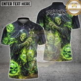 Maxcorners Grim Reaper Bowling Skull Flame Dark Fantasy Multicolor Options Personalized Name, Team Name 3D Shirt (4 Colors)