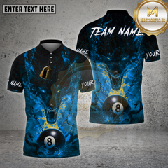 Maxcorners Billiard Shirt Wolf Fire Inferno 8 Ball Multioptions Personalized Name, Team Name Unisex 3D Shirt (4 Colors)